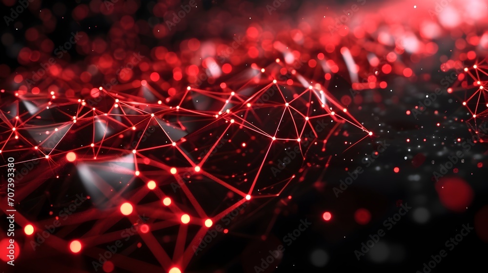 Canvas Prints red glowing technology digital circuits on black background. (generative ai).
