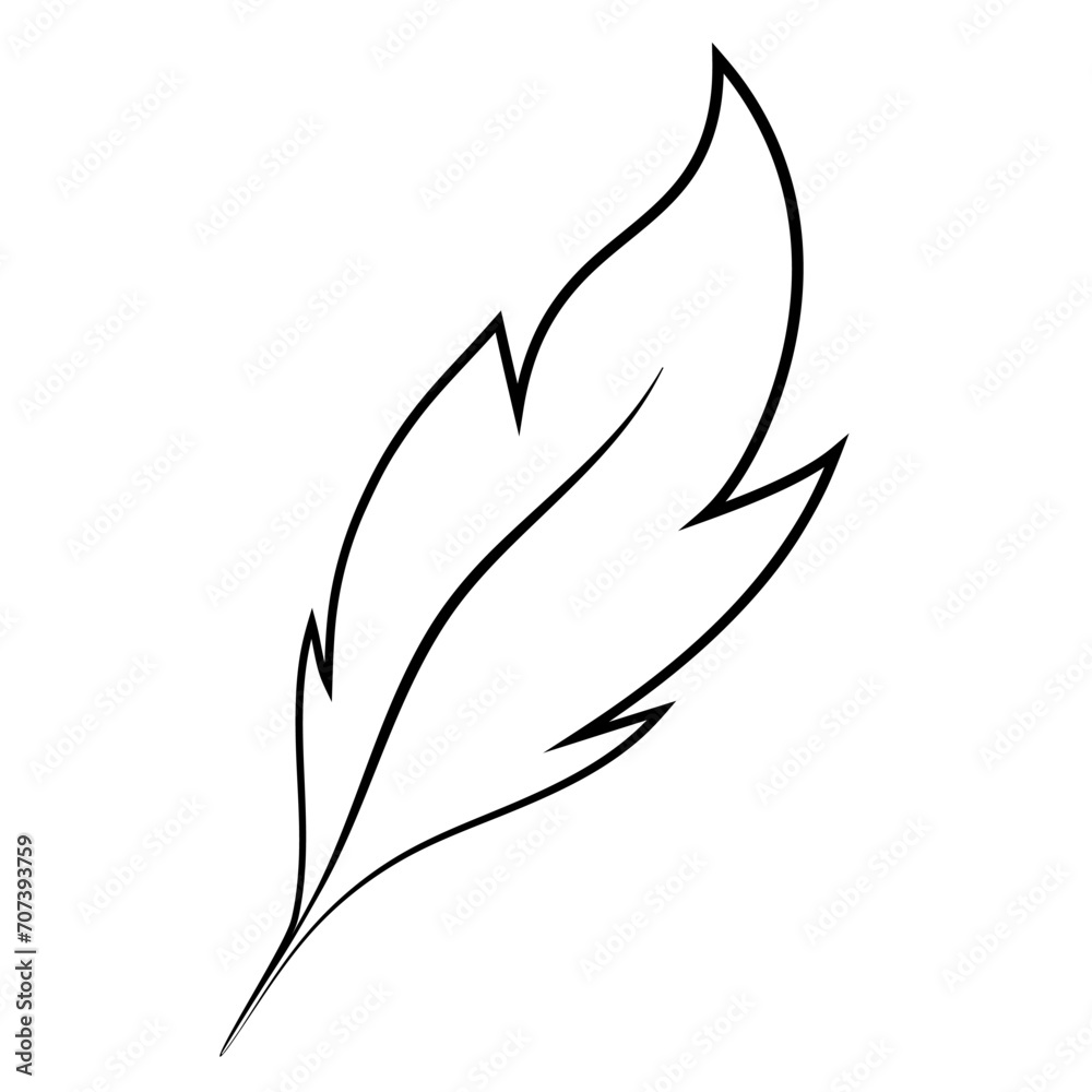Canvas Prints feather black icon. linear feather symbol on white background