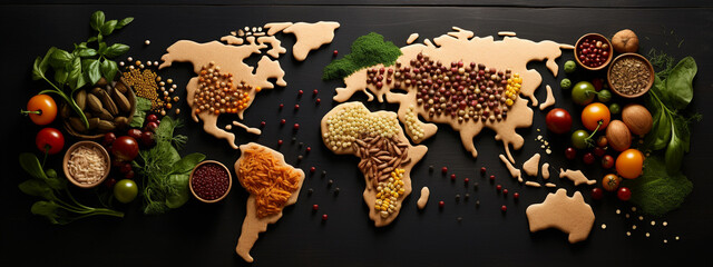 Dried spices in world map shape