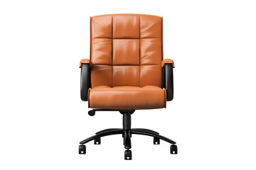 a brown office chair with black arms