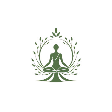 a logo of a person sitting in a lotus position