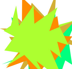 An abstract transparent cut out neon star burst shape design element.