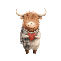 a cartoon of a yak holding a heart