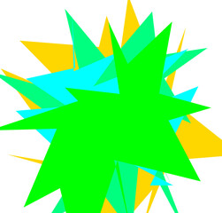 An abstract transparent cut out neon star burst shape design element.