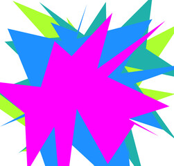 An abstract transparent cut out neon star burst shape design element.