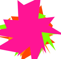 An abstract transparent cut out neon star burst shape design element.