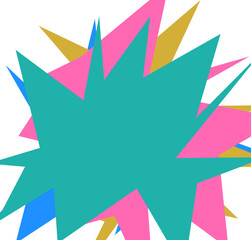 An abstract transparent cut out neon star burst shape design element.