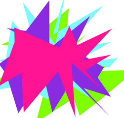 An abstract transparent cut out neon star burst shape design element.