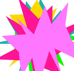 An abstract transparent cut out neon star burst shape design element.