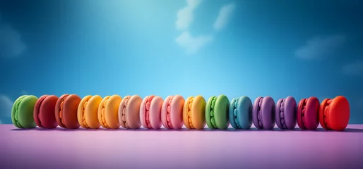 Fototapete Macarons colorful macarons on sunny sky background