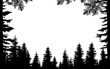Fototapeta premium Jungle forest silhouette frame