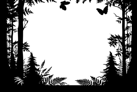 Jungle forest silhouette frame