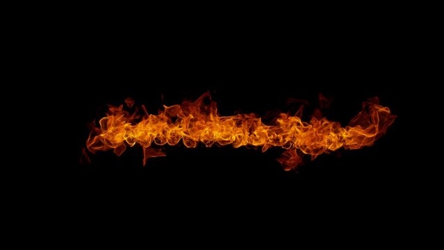 Super Slow Motion Shot of Real Fire Line Isolated on Black Background at 1000fps.
