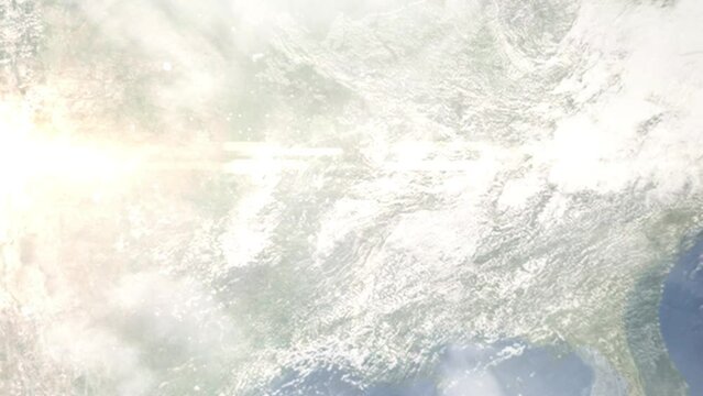 Zoom in from space and focus on Maumelle, Arkansas, USA. 3D Animation. Background for travel intro. Elements of this image furnished by NASA.