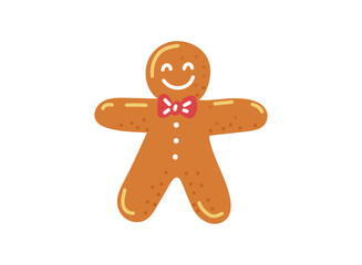 Obraz premium Vector gingerbread man on white background.Traditional winter pasrty,dessert