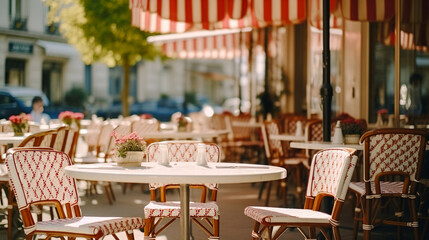 Fototapeta premium Parisian Sidewalk Cafe Ambiance