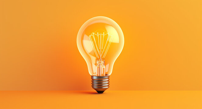light bulb floating on yellow background