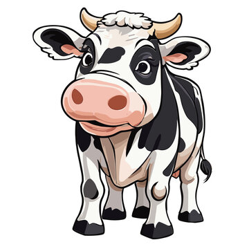 Cow cartoon character vector image. Illustration of cute cow animal fun mascot on the white background

