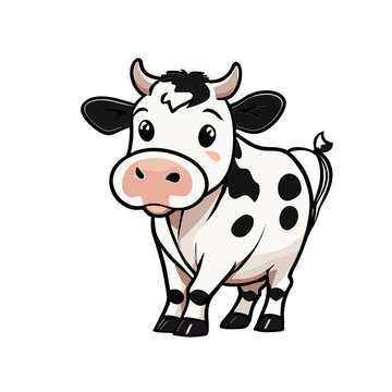 Cow cartoon character vector image. Illustration of cute cow animal fun mascot on the white background

