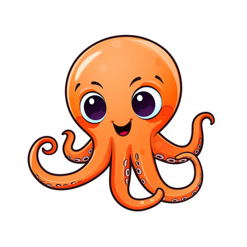 an orange cartoon octopus with big eyes