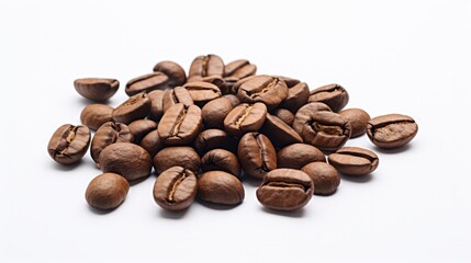 Naklejka premium Coffee beans on a white background. Neural network AI generated art