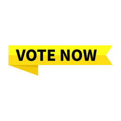 Vote Now Yellow Rectangle Ribbon Shape For Election Choice Action Announcement
