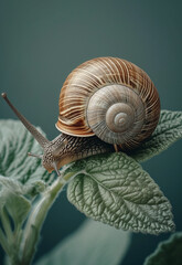 garden snail on the leaf in pop art style, minimalist