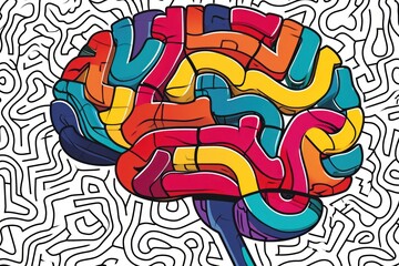 multicolored brain on maze background.ideas.creative. creativity. brainstorming