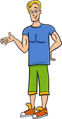 funny cartoon well built young man character