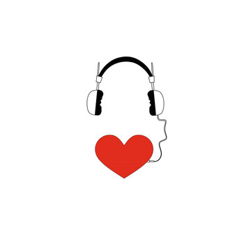 image of earphones with the love logo