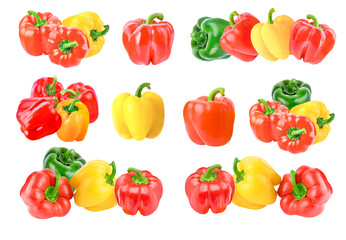 colorful bell peppers  isolated on  transparent png