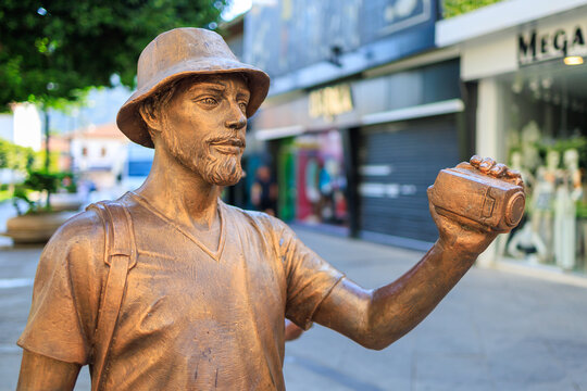 August 9, 2023 Marmaris Turkey. Illustrative editorial. Sculpture of a man with a video camera