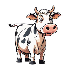 Cow cartoon character vector image. Illustration of cute cow animal fun mascot on the white background