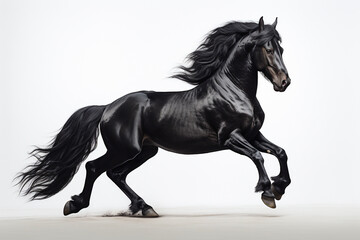 black horse isolated on white. Generative AI