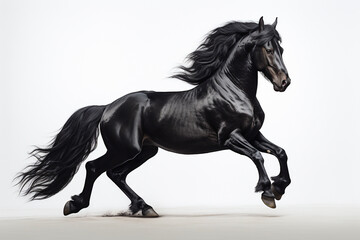 Obraz premium black horse isolated on white. Generative AI