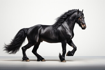 black horse on white. Generative AI
