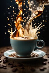 Illustration,coffee cup with splash,AI generated