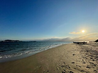 storm clouds over the sea horizon in the late afternoon on the brazilian beach