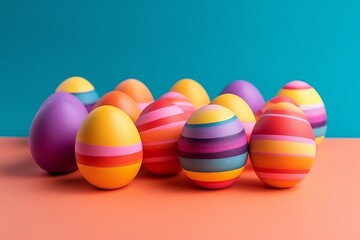 Fototapeta na wymiar Striped Easter eggs. Generative AI