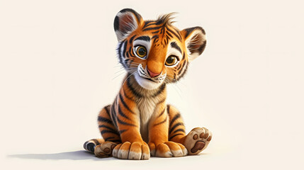cartoon portrait of a baby tiger