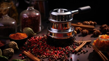 the details of a versatile and adjustable spice grinder generative ai - obrazy, fototapety, plakaty