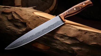 Fotobehang chef's knife with precision steel blade and ergonomic handle generative ai © Francheska