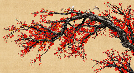 plum blossoms illustration