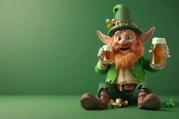 Foto op Plexiglas st patricks day leprechaun drinking beer © WhereTheArtIs