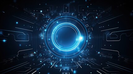 Obraz premium blue eye cyber security concept background,circuit board future technology, abstract high speed digital internet