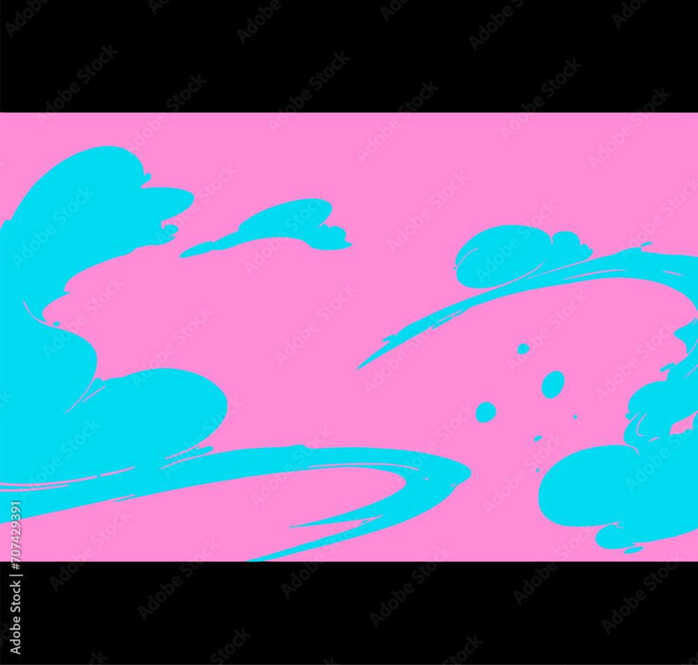 Poster landscape with visual effect of smoke and wind. vector illustration in cg game art style.