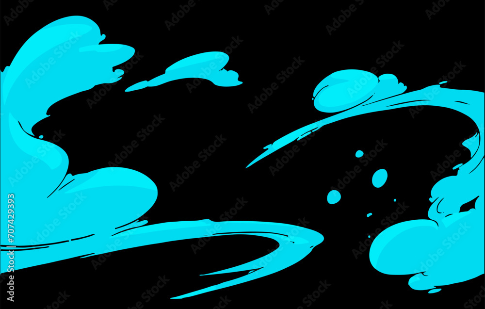 Poster landscape with visual effect of smoke and wind. vector illustration in cg game art style.