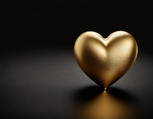 Fototapeta premium Golden heart on black background. Valentine's day concept. Copy space.
