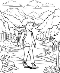 Travelling in nature adult coloring pages