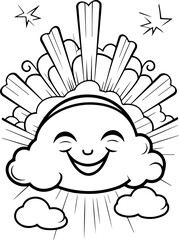 rainbows, clouds and sun coloring page for kids